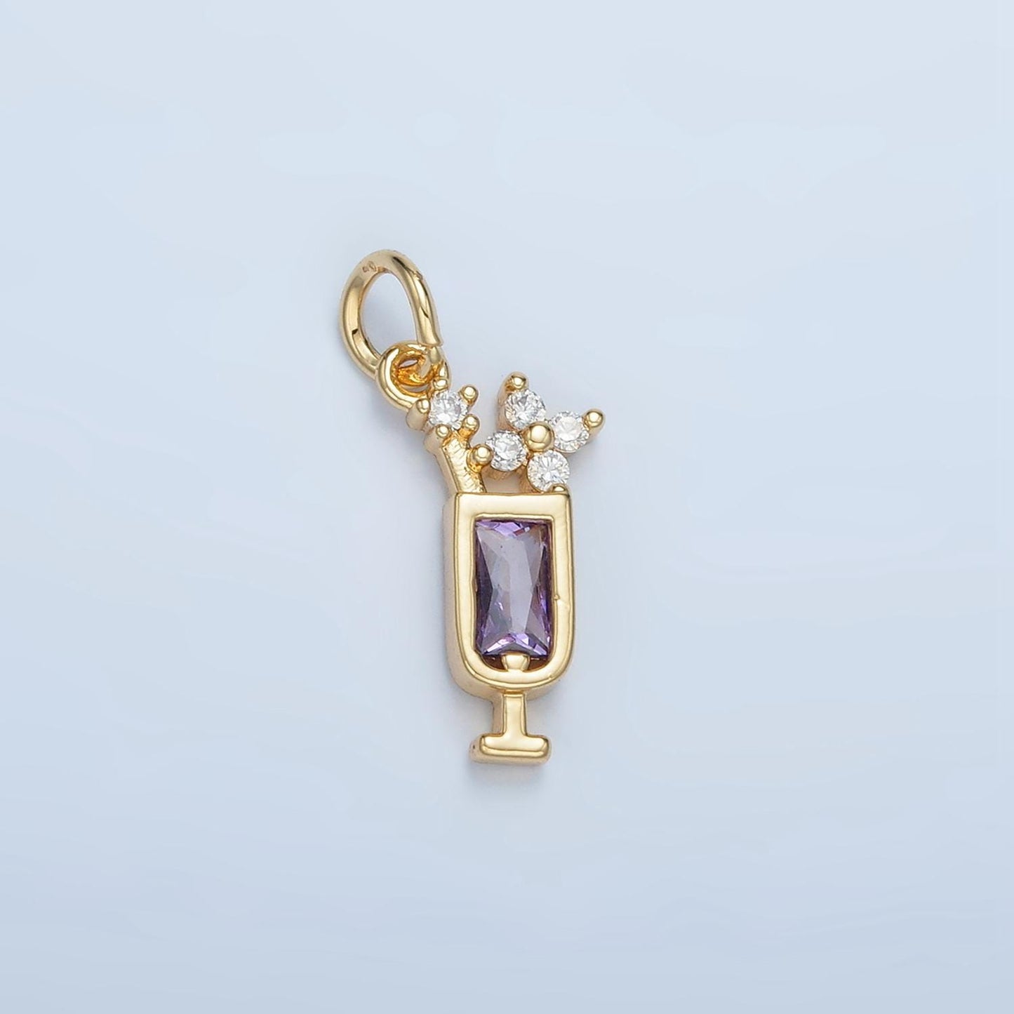 Colorful CZ Paradise Alcohol Drinks Gold Filled Food Charm | W-054 & W-067