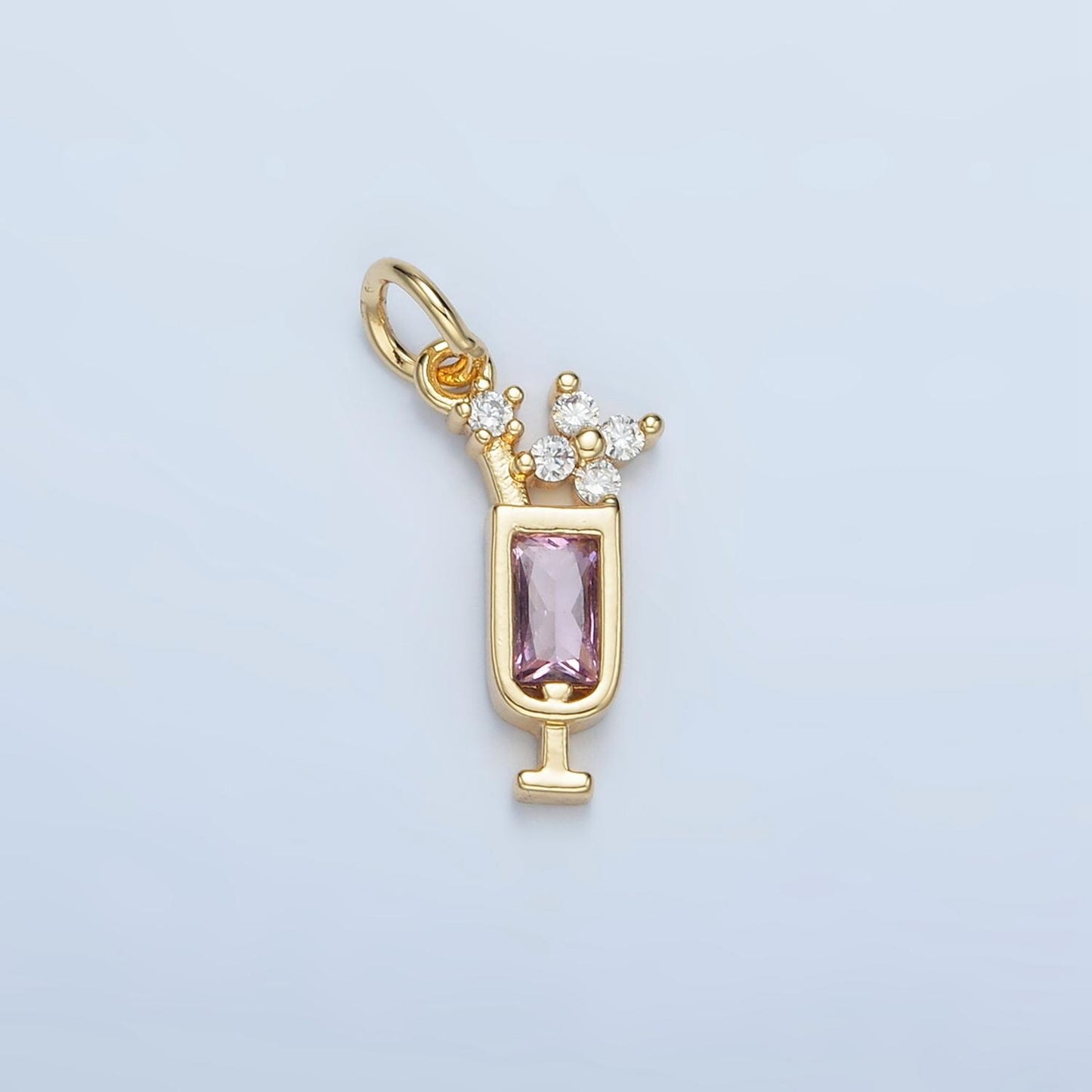 Colorful CZ Paradise Alcohol Drinks Gold Filled Food Charm | W-054 & W-067