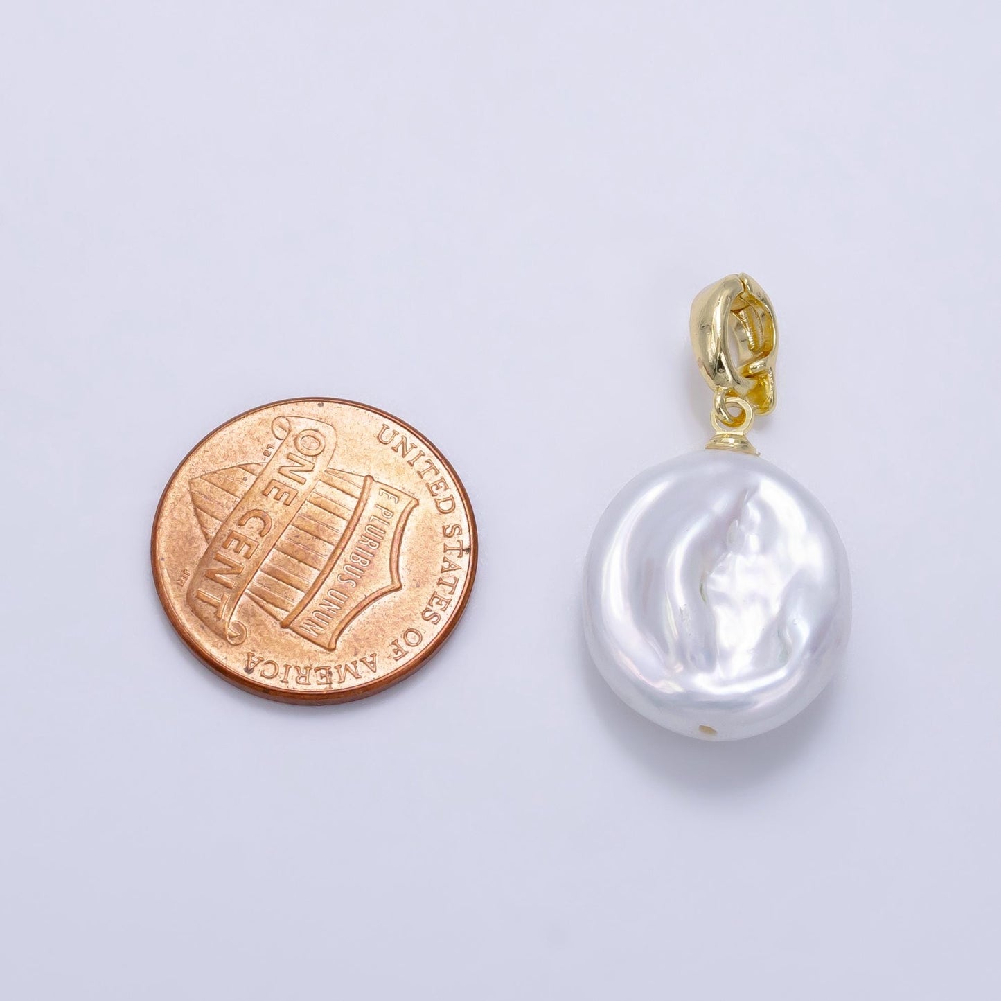 1pc Freeform Round Button Shape Baroque Pearl Charm with 24k Gold filled Bail for Necklace Anklet Bracelet Earring Supplies P1891