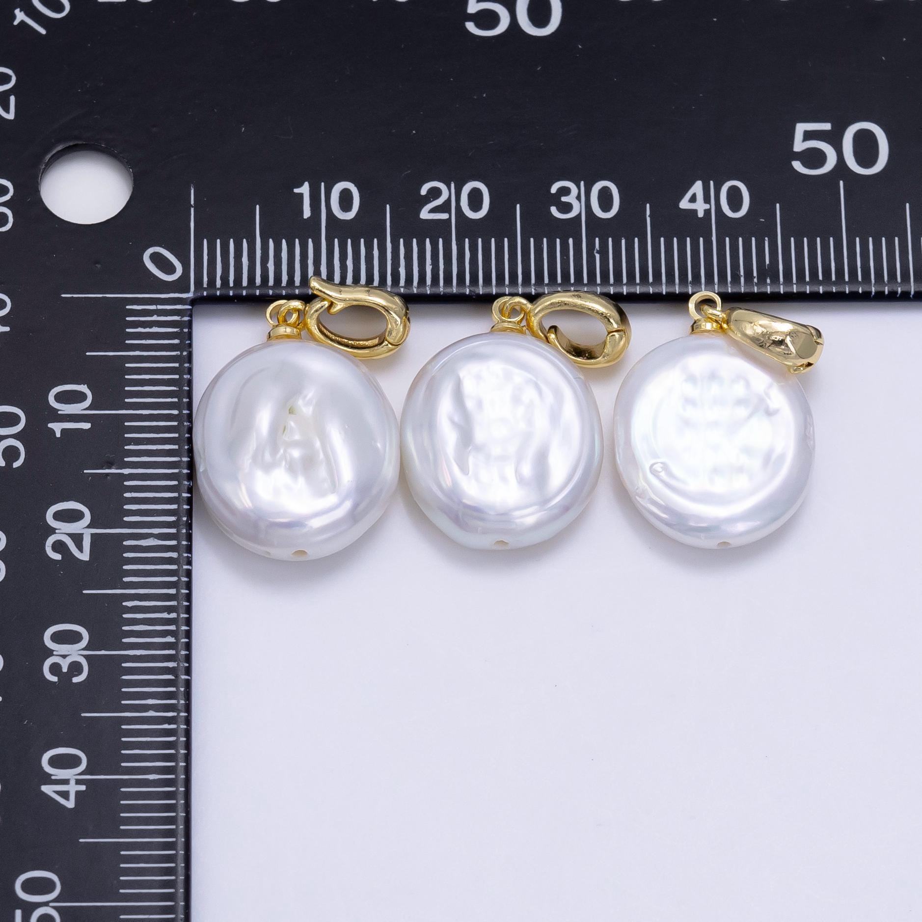1pc Freeform Round Button Shape Baroque Pearl Charm with 24k Gold filled Bail for Necklace Anklet Bracelet Earring Supplies P1891
