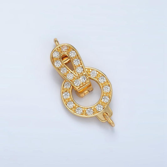 24K Gold Filled Bail Enhancer Hinged Interchangeable Pendant Bail with Rainbow CZ Style pendant holder snap on Bail Z855