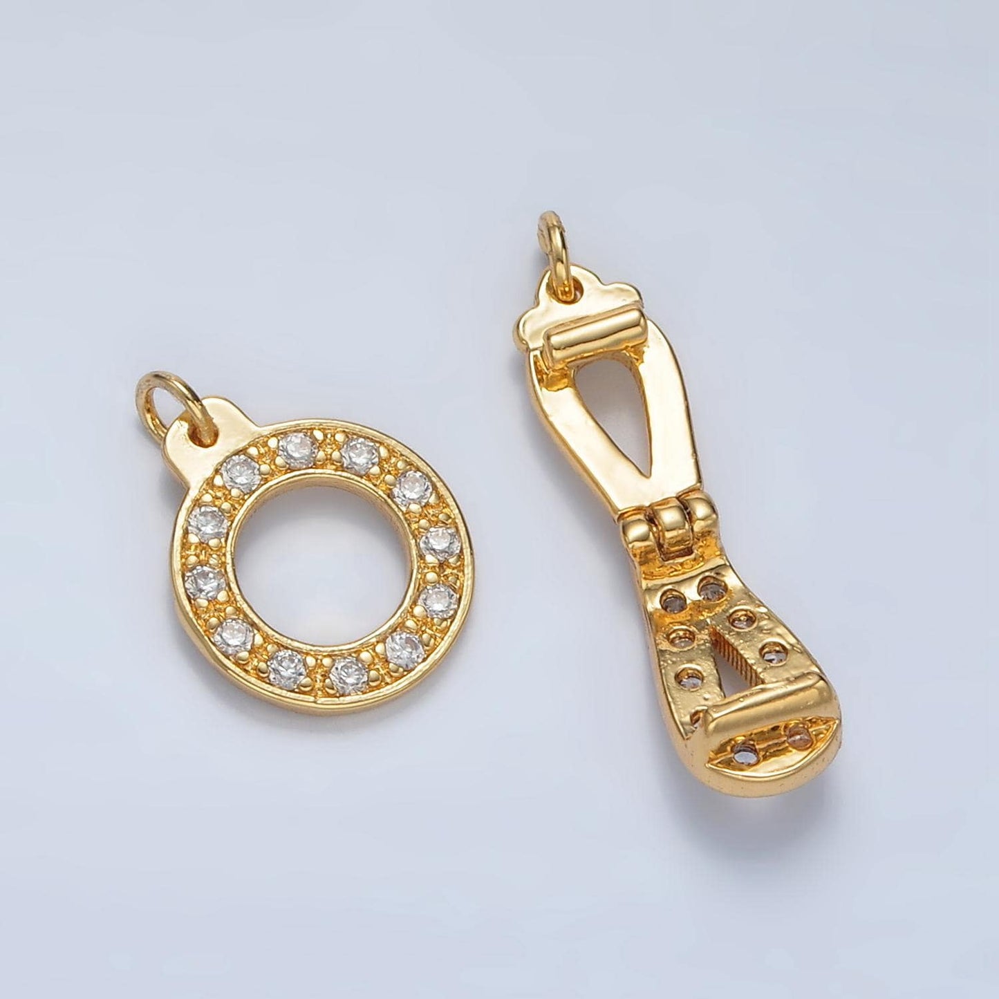 24K Gold Filled Bail Enhancer Hinged Interchangeable Pendant Bail with Rainbow CZ Style pendant holder snap on Bail Z855