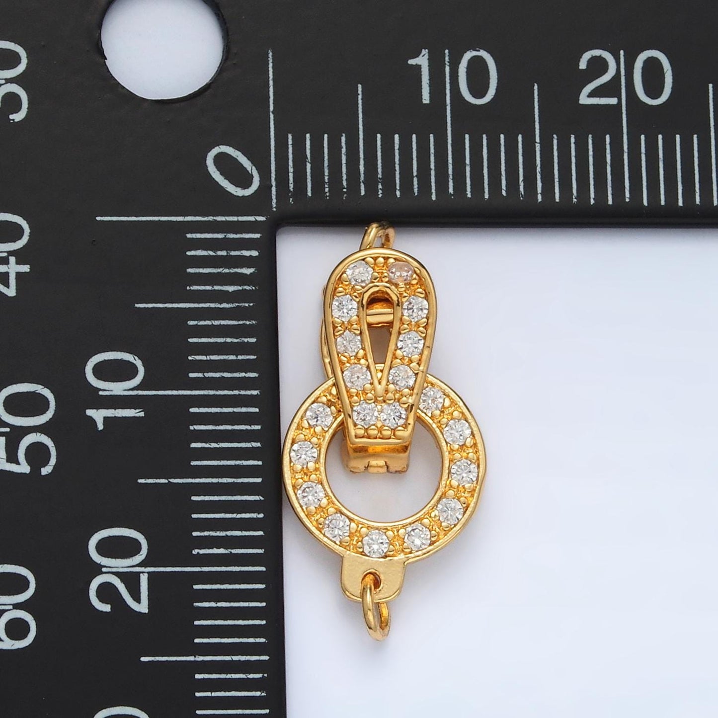 24K Gold Filled Bail Enhancer Hinged Interchangeable Pendant Bail with Rainbow CZ Style pendant holder snap on Bail Z855