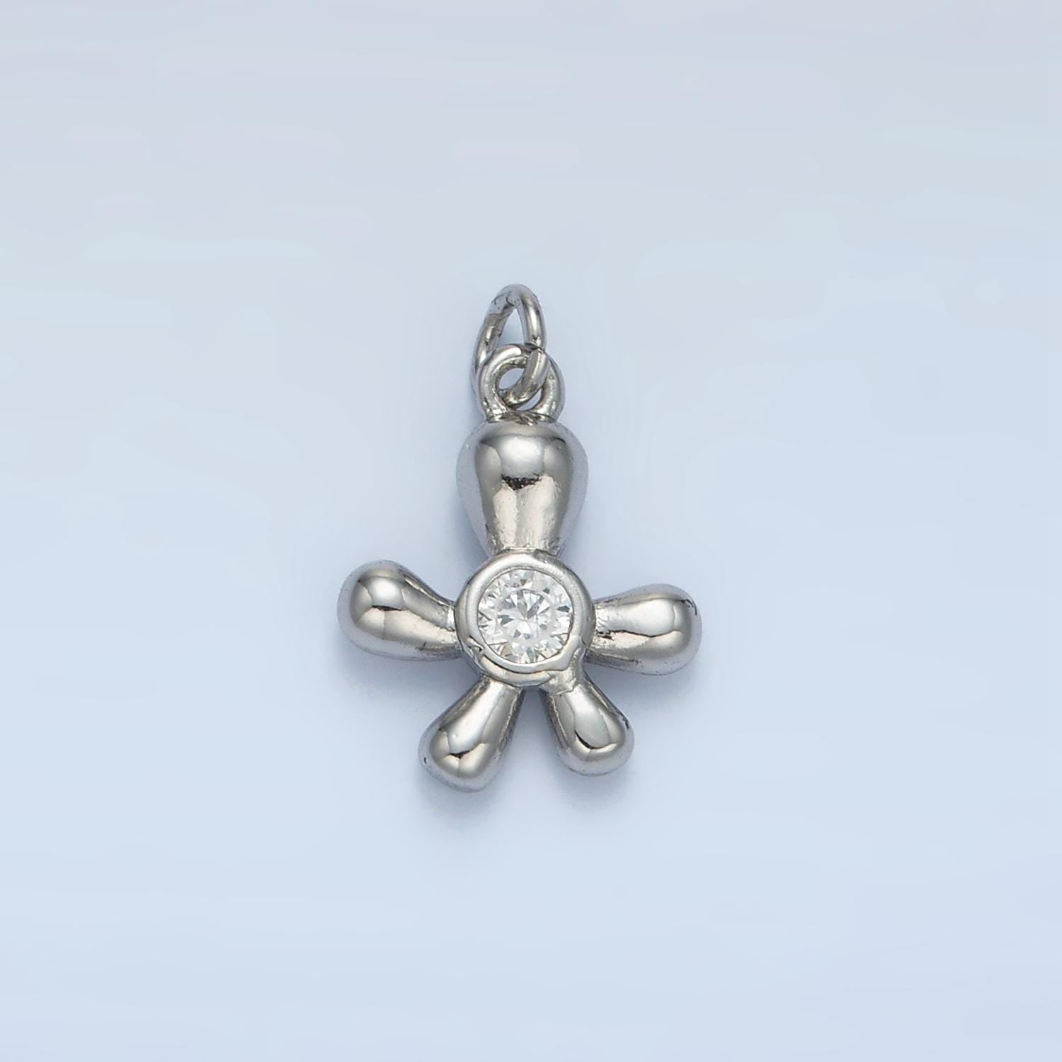 CZ Ocean Coral Flower Silver & Gold Ocean Charm | E-396