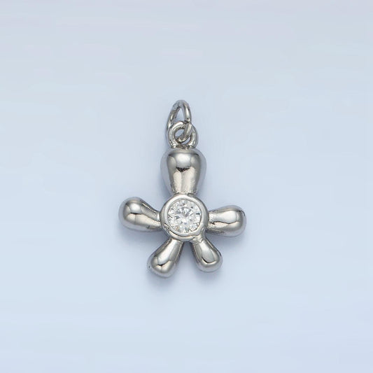 CZ Ocean Coral Flower Silver & Gold Ocean Charm | E-396