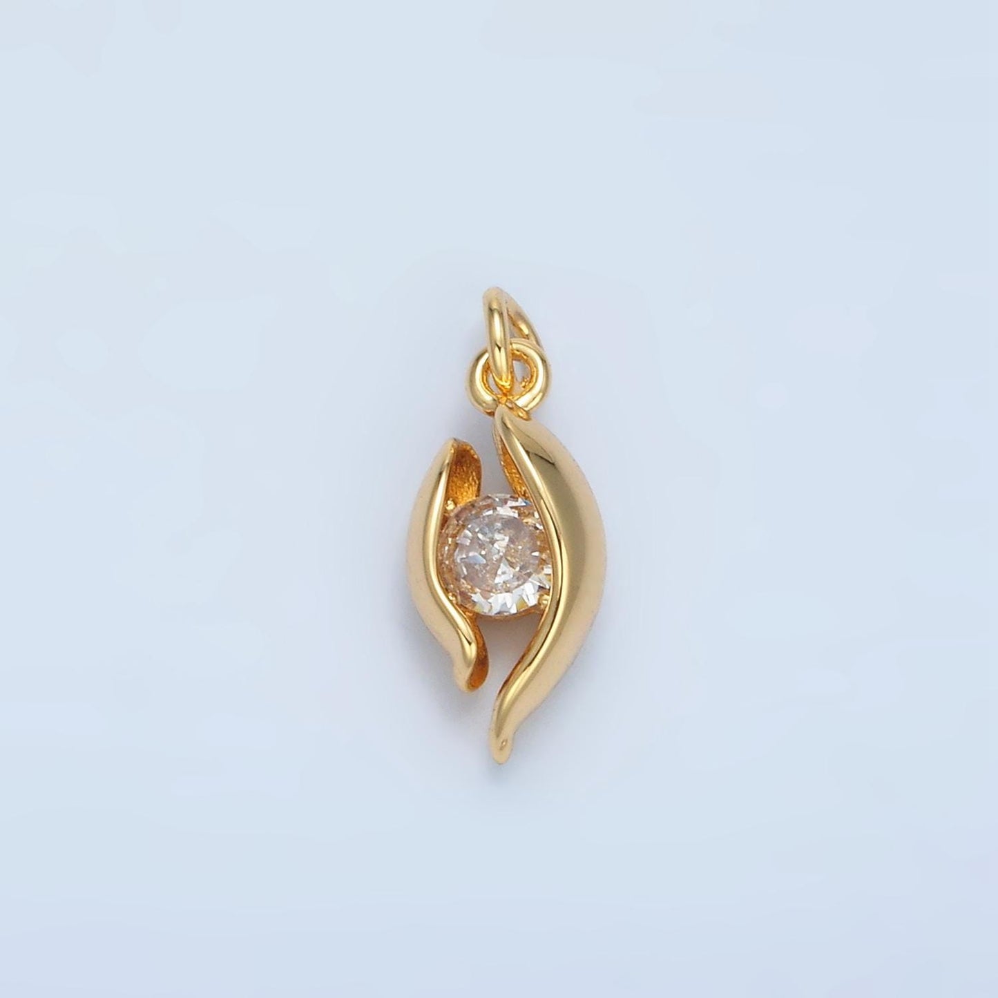 CZ Curved Band Geometric Open Mini Charm in Gold & Silver | E-378