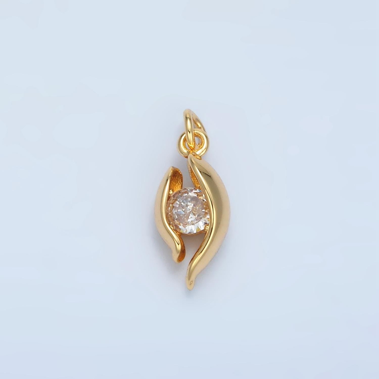 CZ Curved Band Geometric Open Mini Charm in Gold & Silver | E-378