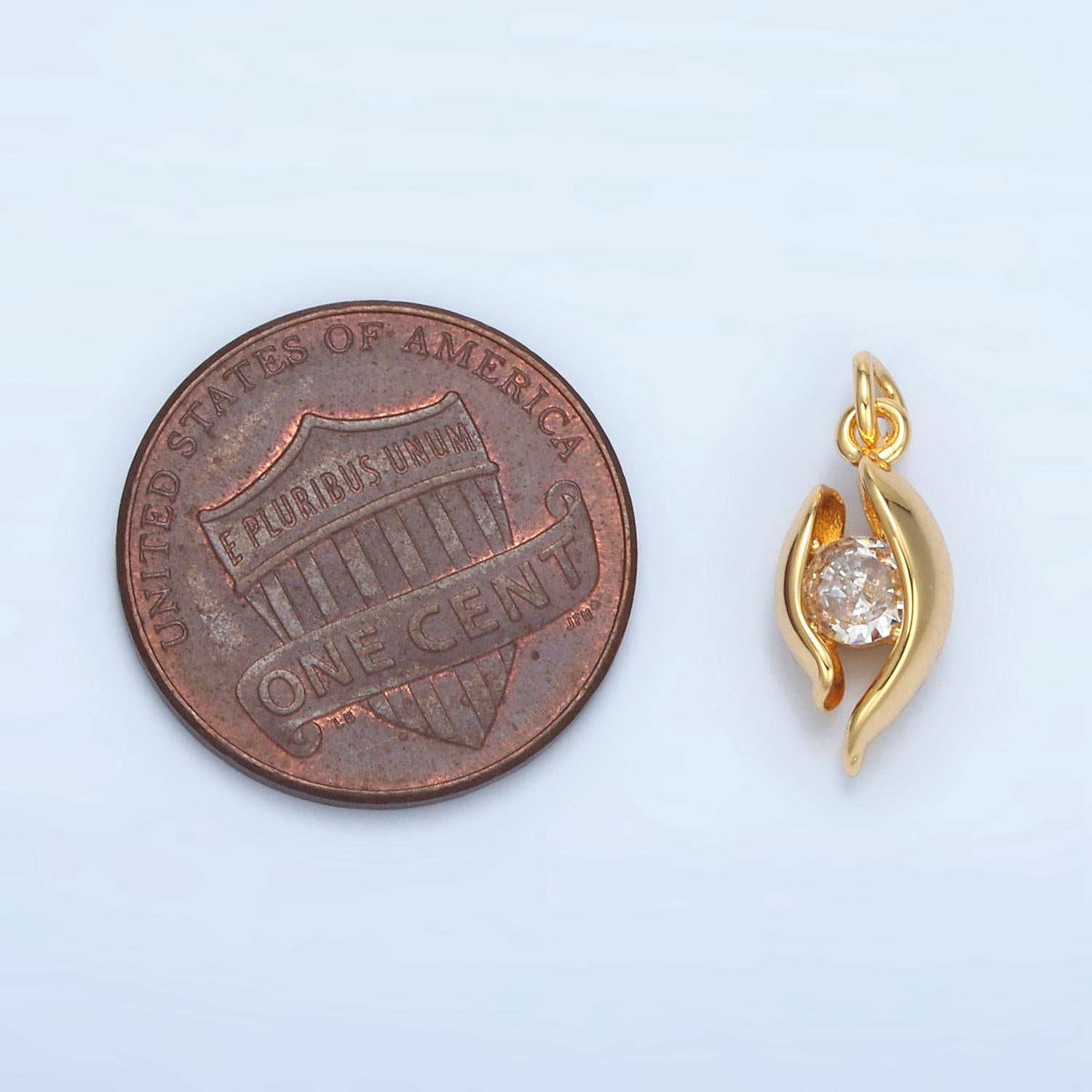 CZ Curved Band Geometric Open Mini Charm in Gold & Silver | E-378
