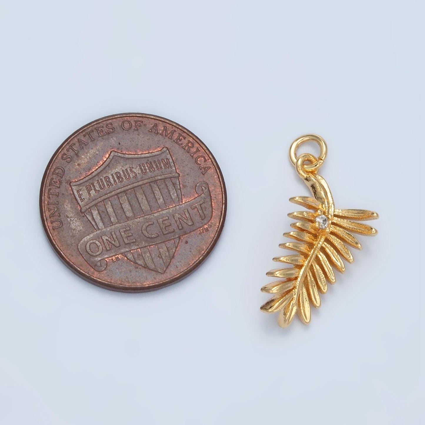 Pine Tree Leaf CZ Paved Nature 24K Gold Filled Charm Gold & Silver | E-377