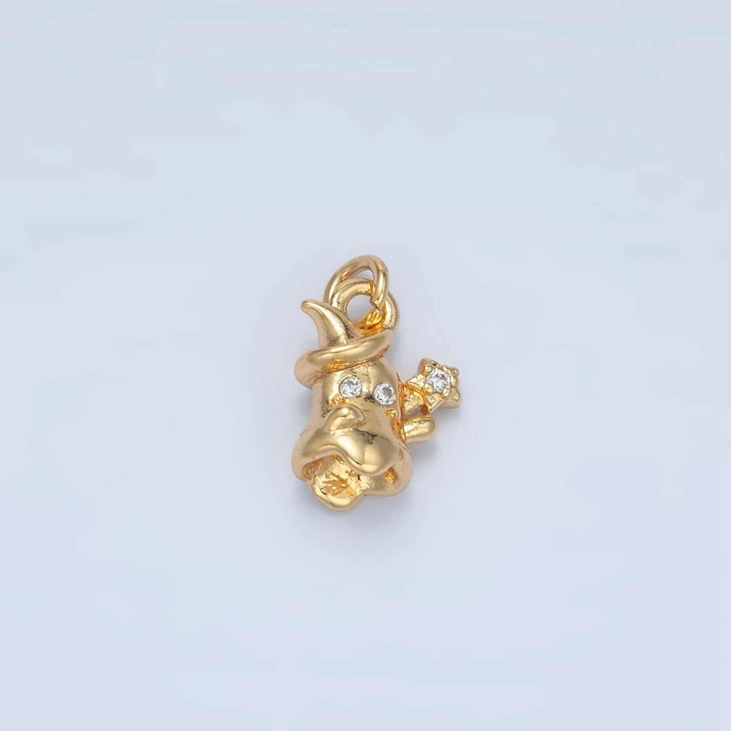 Mini Silver & Gold Ghost Witch CZ Paved Scary Charm | E-392