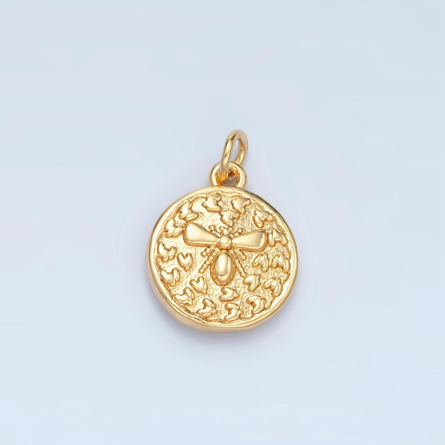 Queen Bee Mini Silver & Gold Round Insect Charm | E-397