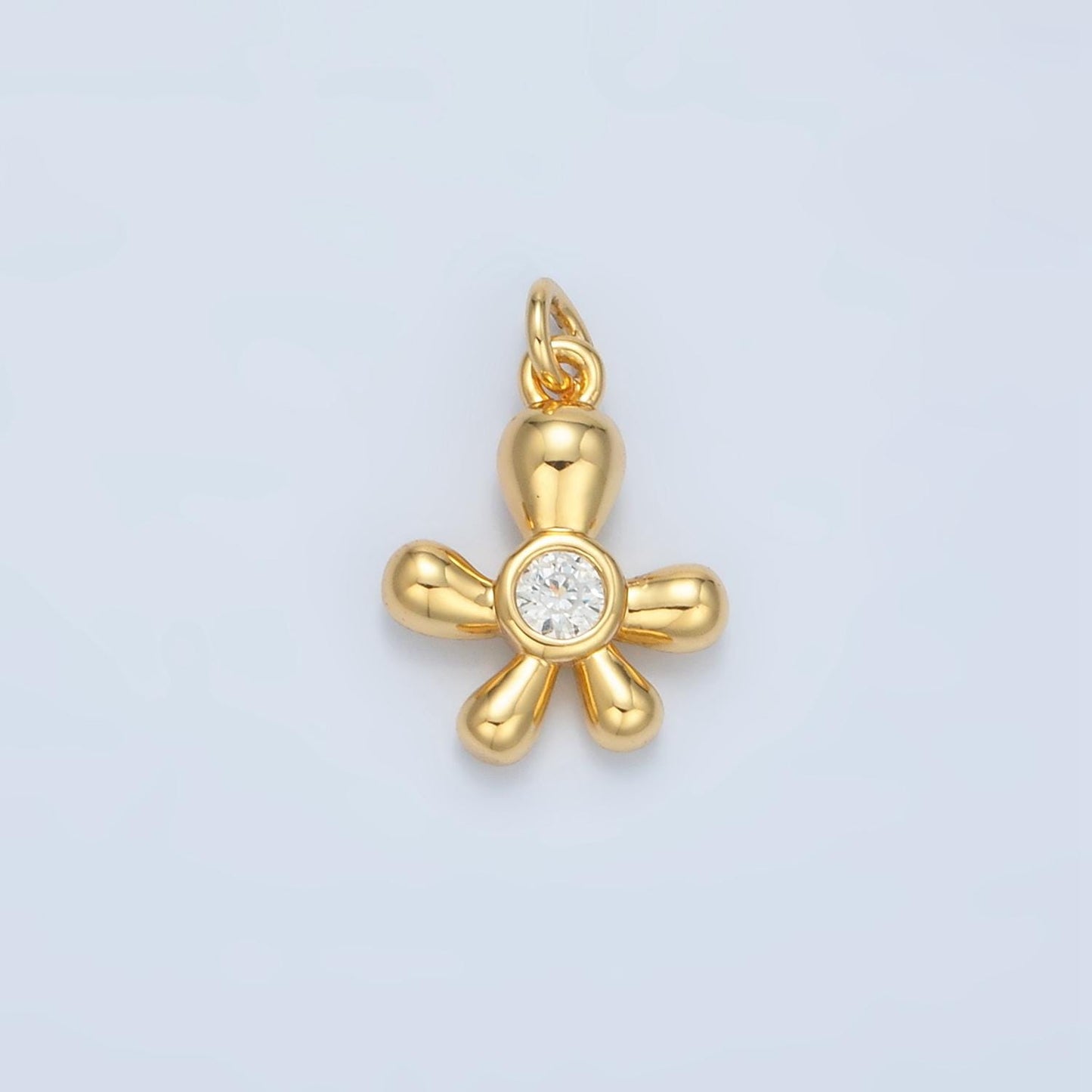 CZ Ocean Coral Flower Silver & Gold Ocean Charm | E-396