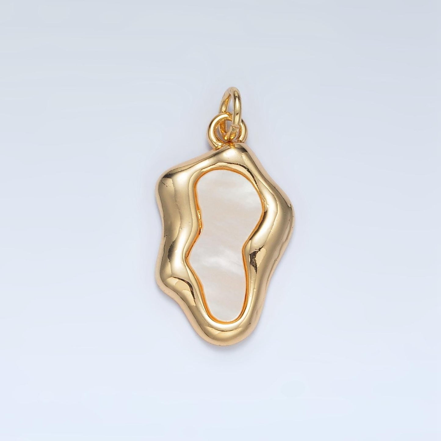 Dainty Abstract Charm 14K Gold Filled Oval Pear Charm with Shell Pearl M551