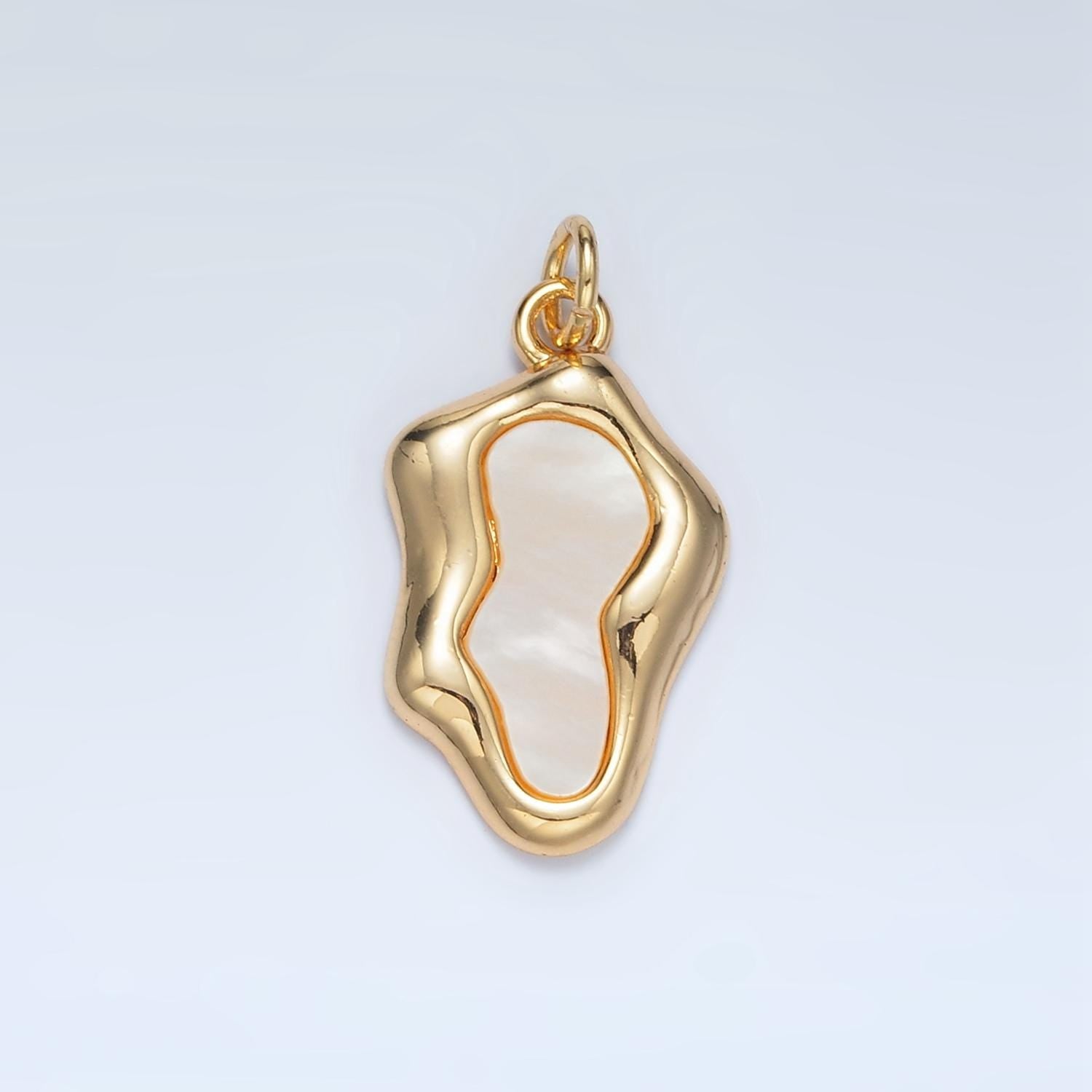 Dainty Abstract Charm 14K Gold Filled Oval Pear Charm with Shell Pearl M551