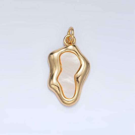 Dainty Abstract Charm 14K Gold Filled Oval Pear Charm with Shell Pearl M551
