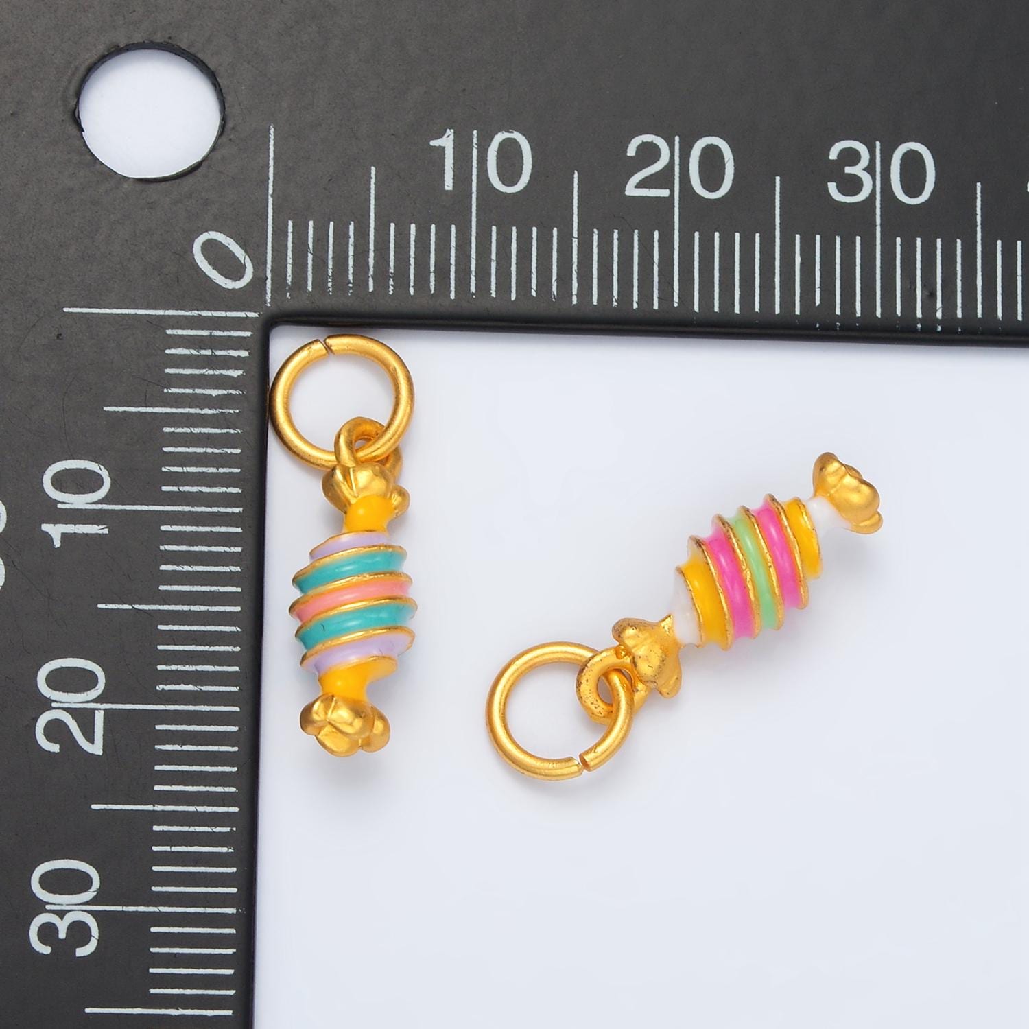 24K Gold Filled Color Twist Candy Pink & Blue Charms | M-146
