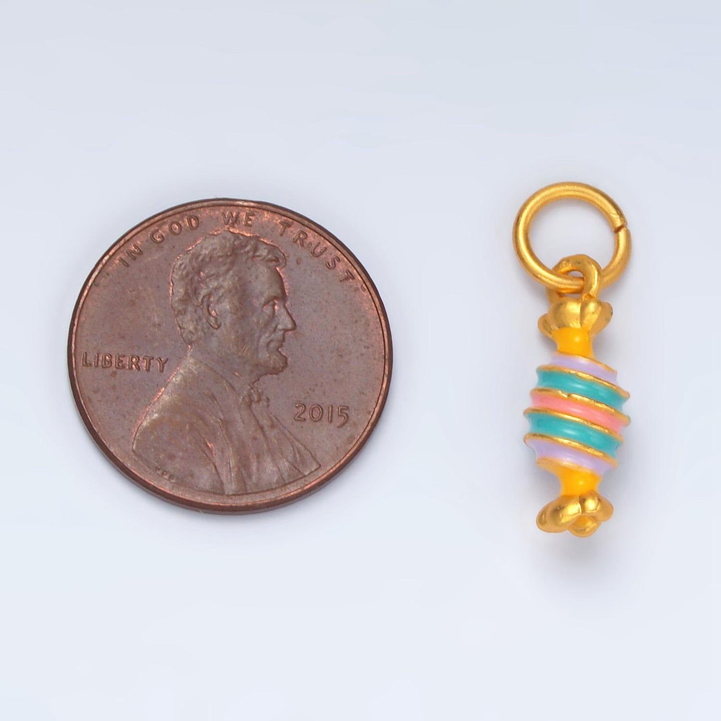 24K Gold Filled Color Twist Candy Pink & Blue Charms | M-146