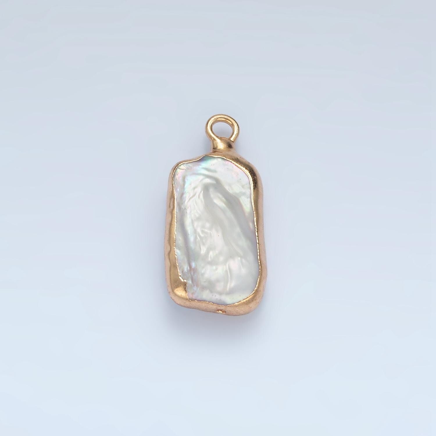 1x Mini Freeform Rectangle Freshwater Pearl Long Geometric Gold Coated Add-On Charm for Bracelet Necklace Bracelet Earring Component P-1760