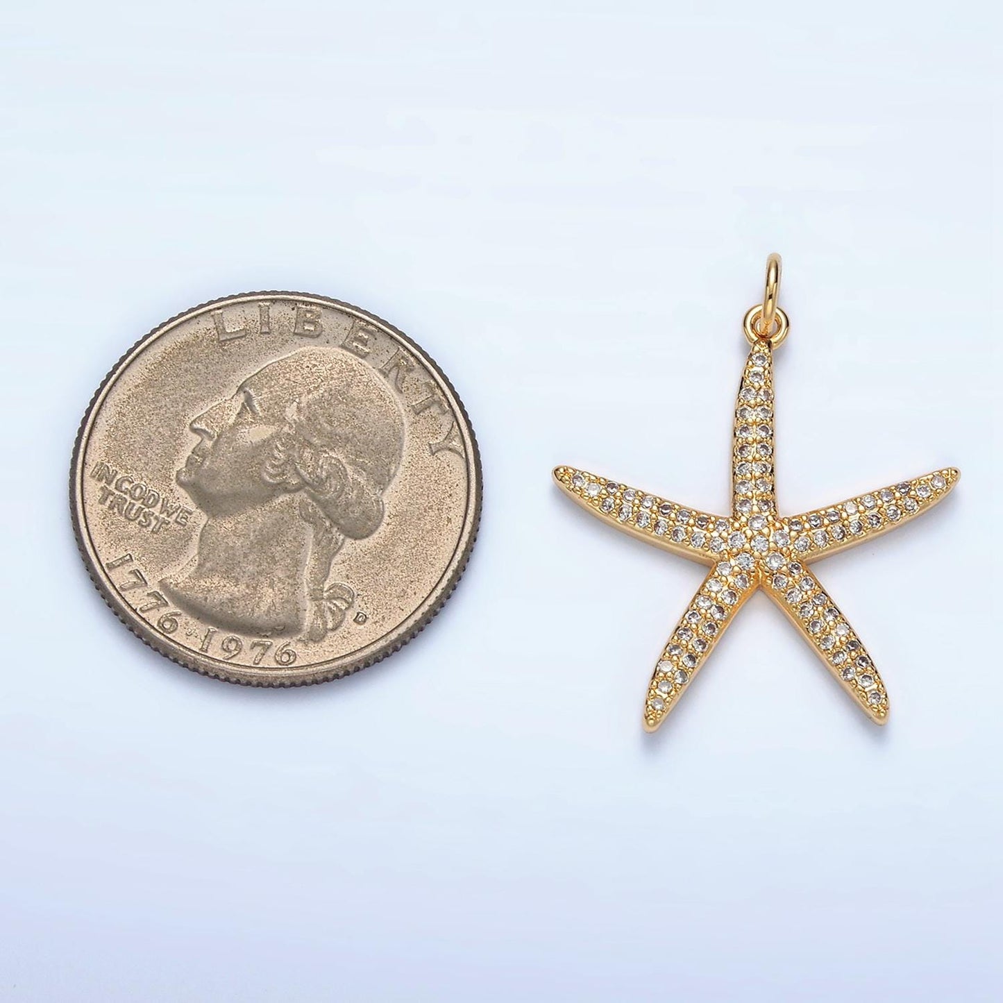 Gold Plated Starfish Micro Pave CZ Clear Stone Pendant Minimalistic Animal Star Fish Dainty Crystal Cz Charm | X195