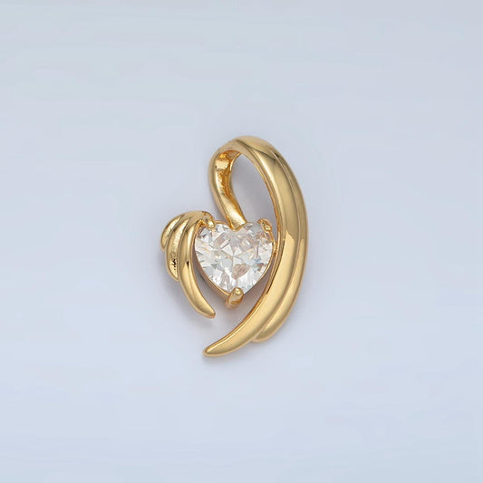 Mini Twisted Heart Charms, Gold Love pendants, Cubic heart pendant Polished Gold Plated AA865