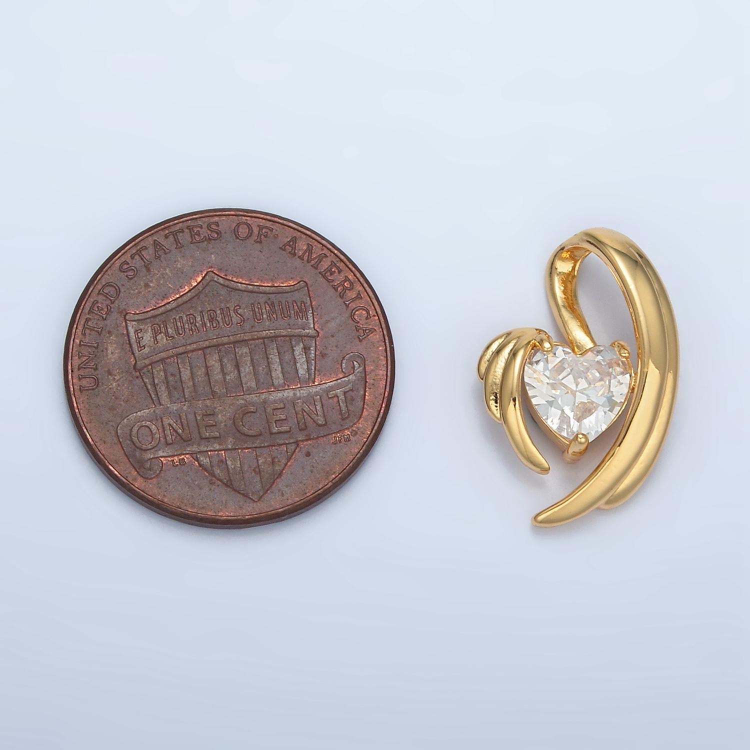 Mini Twisted Heart Charms, Gold Love pendants, Cubic heart pendant Polished Gold Plated AA865