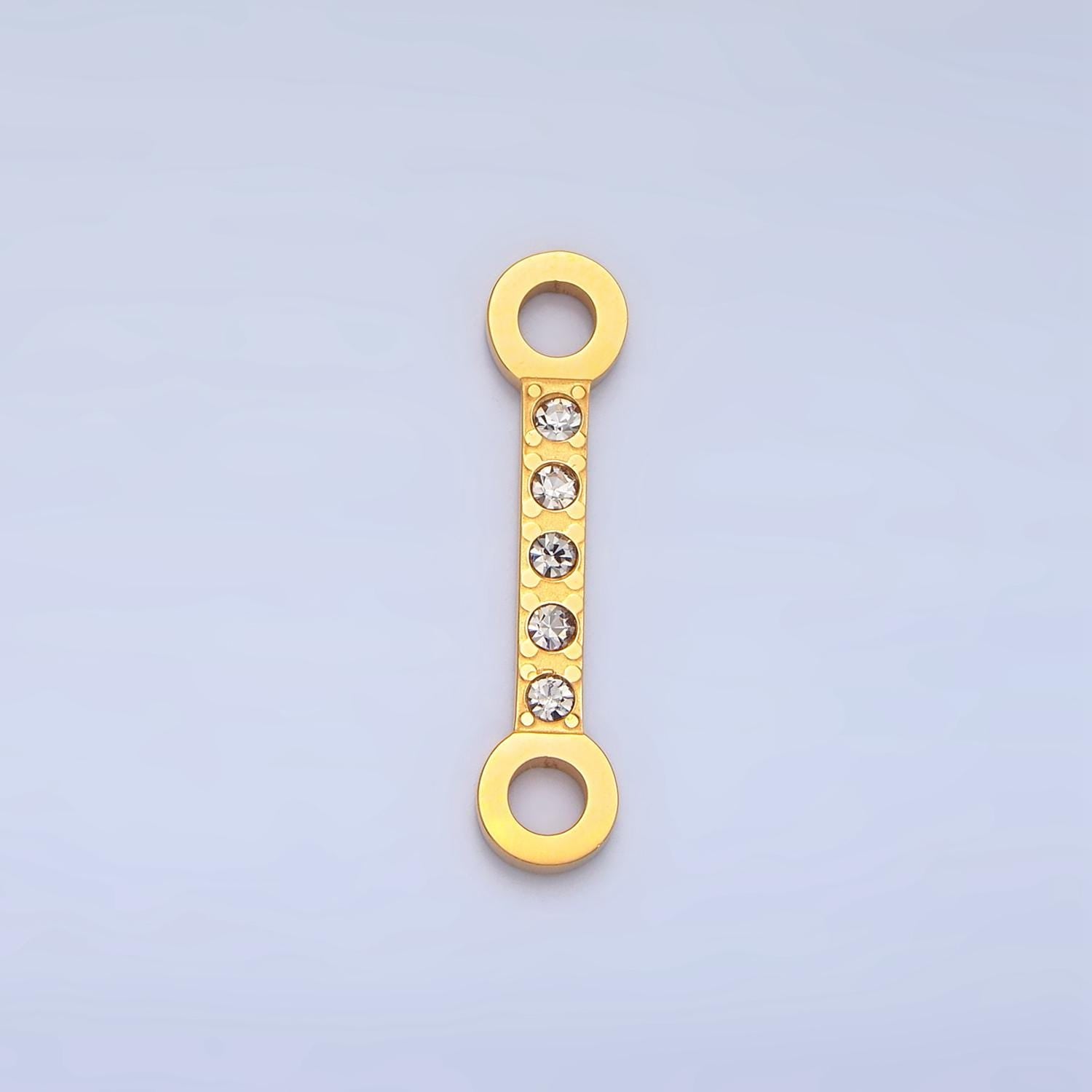 Stainless Steel Gold Hand Cuff Charm Connector for Bracelet Necklace Minimalist Link Connector with CZ Stone F415