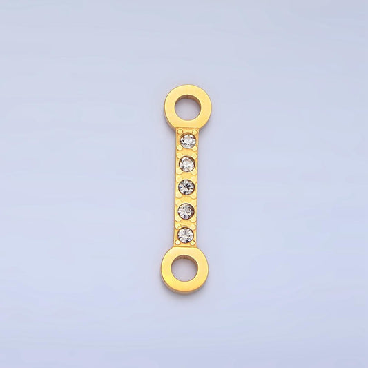 Stainless Steel Gold Hand Cuff Charm Connector for Bracelet Necklace Minimalist Link Connector with CZ Stone F415