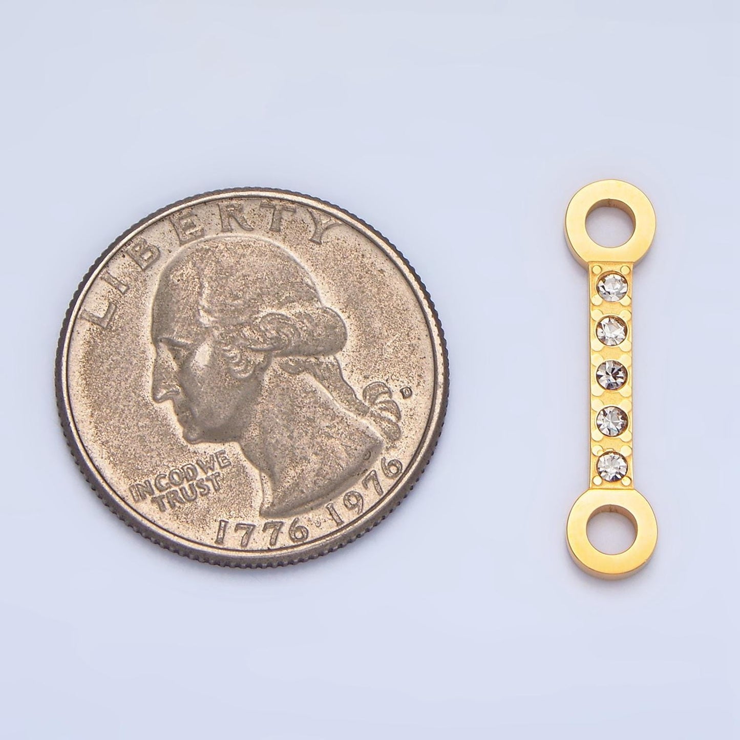 Stainless Steel Gold Hand Cuff Charm Connector for Bracelet Necklace Minimalist Link Connector with CZ Stone F415