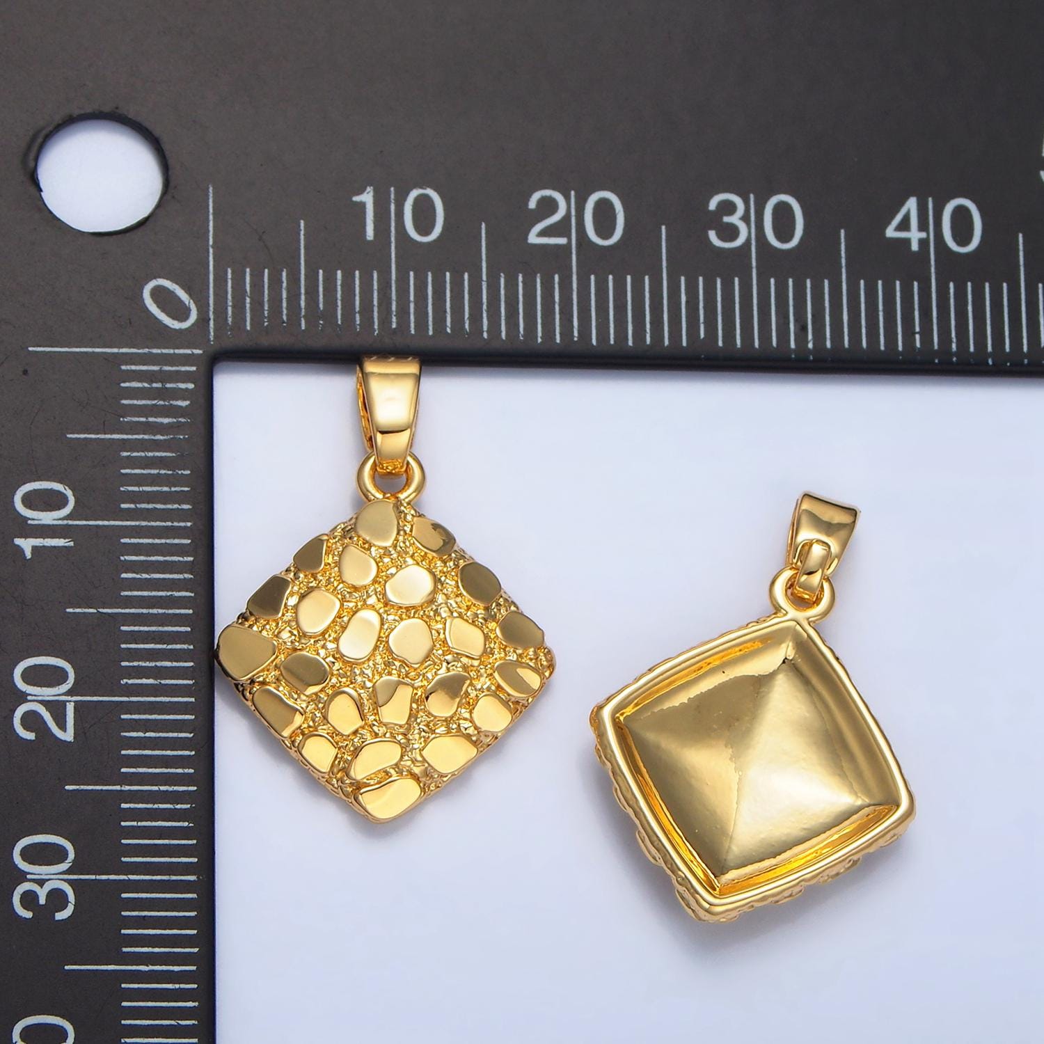 Gold Triangle Rhombus Tile Charm for Necklace Pendant Geometric Jewelry Making Supply AA792
