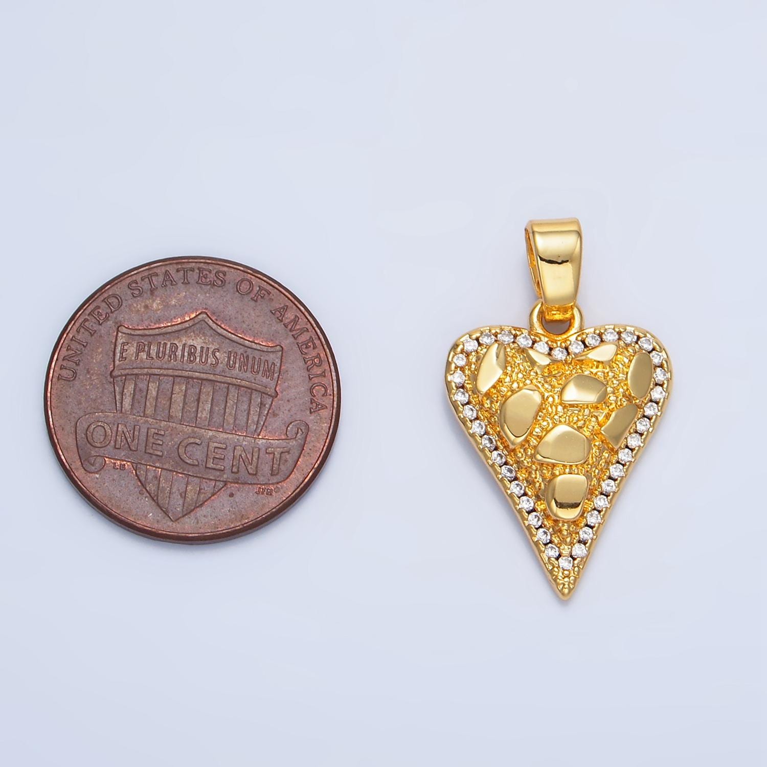Gold Heart Mosaic Tile Charm for Valentine Necklace Pendant Jewelry Making Supply AA791