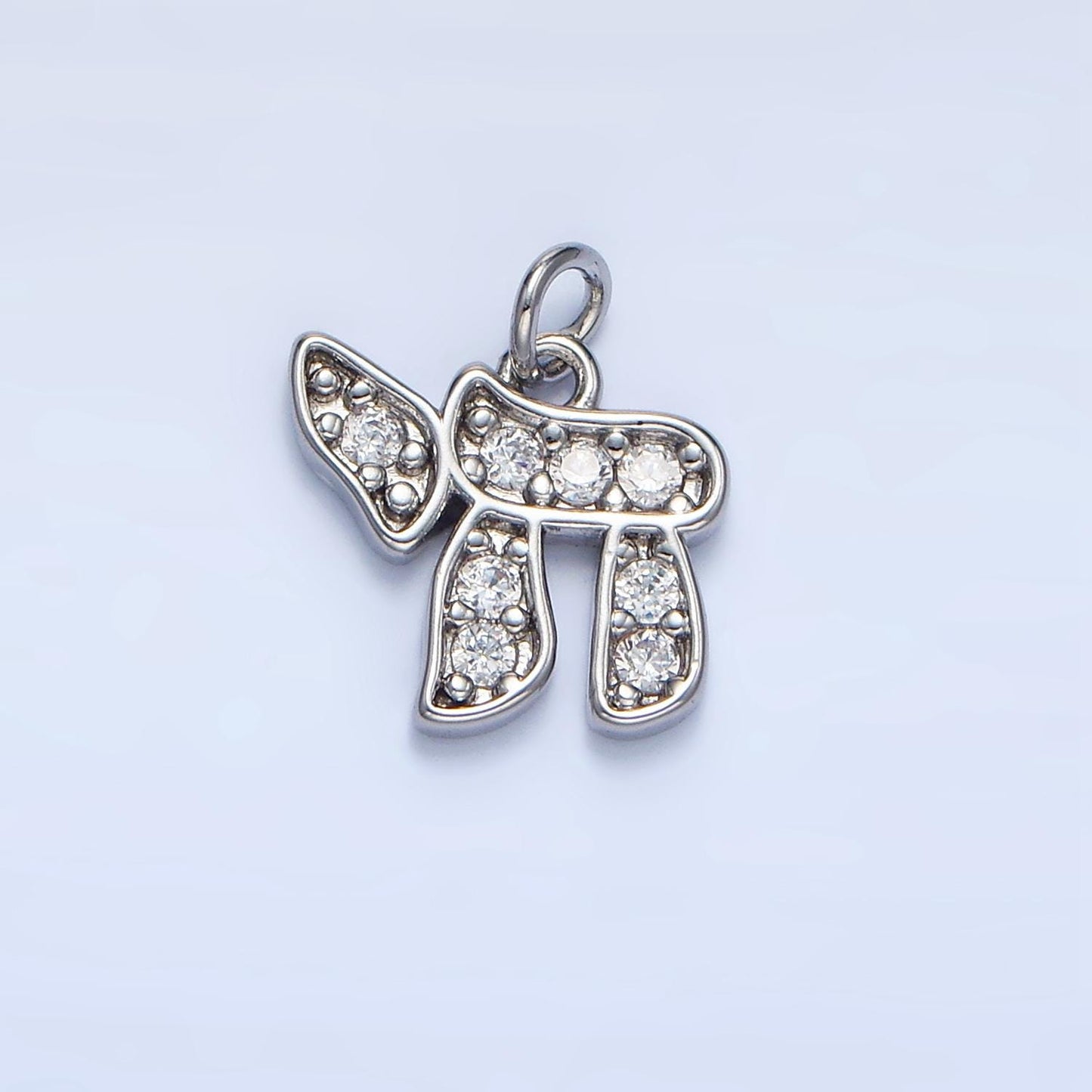 Mini Gold Chai Hebrew Script Jewish Pendant in Gold & Silver Cubic Zirconia Charm | X624
