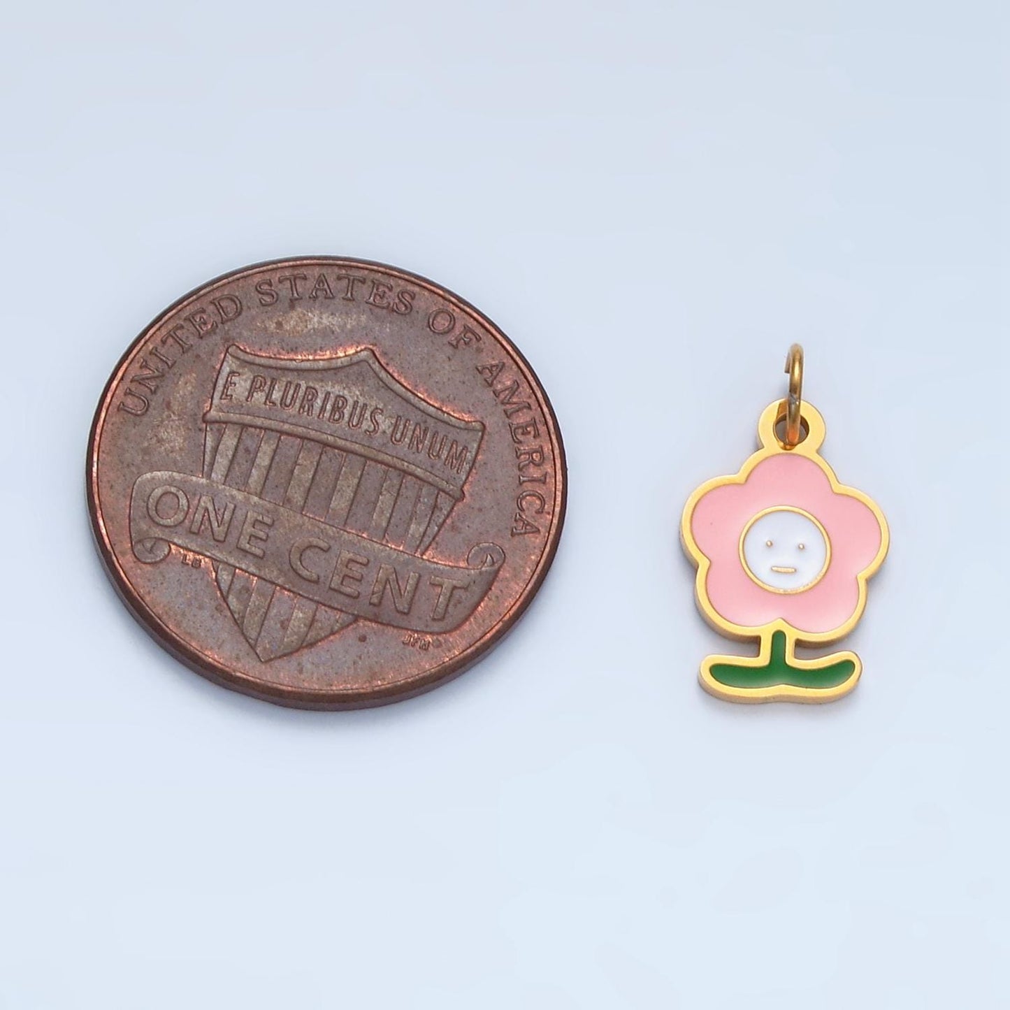 Mini Cute Flower Charm Stainless Steel Pink Daisy Charm Floral Pendant | P-676