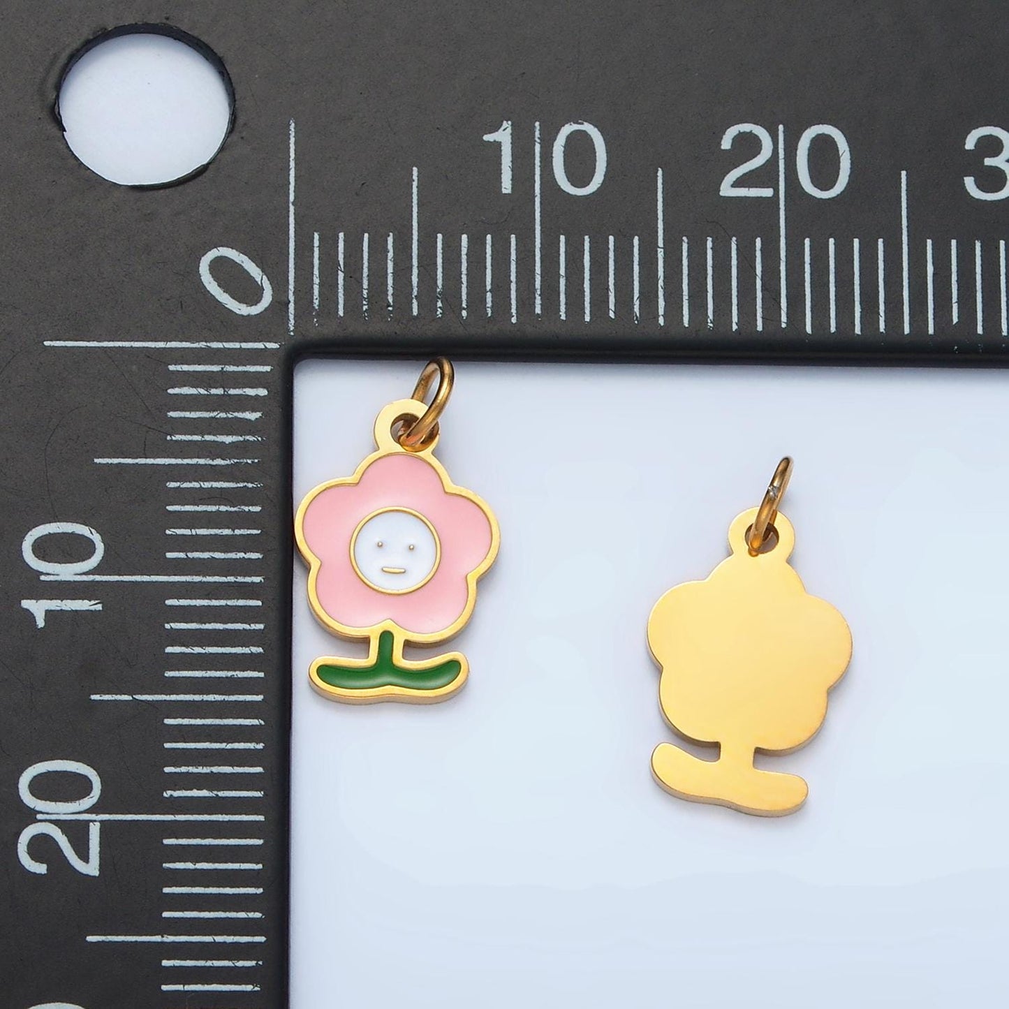 Mini Cute Flower Charm Stainless Steel Pink Daisy Charm Floral Pendant | P-676