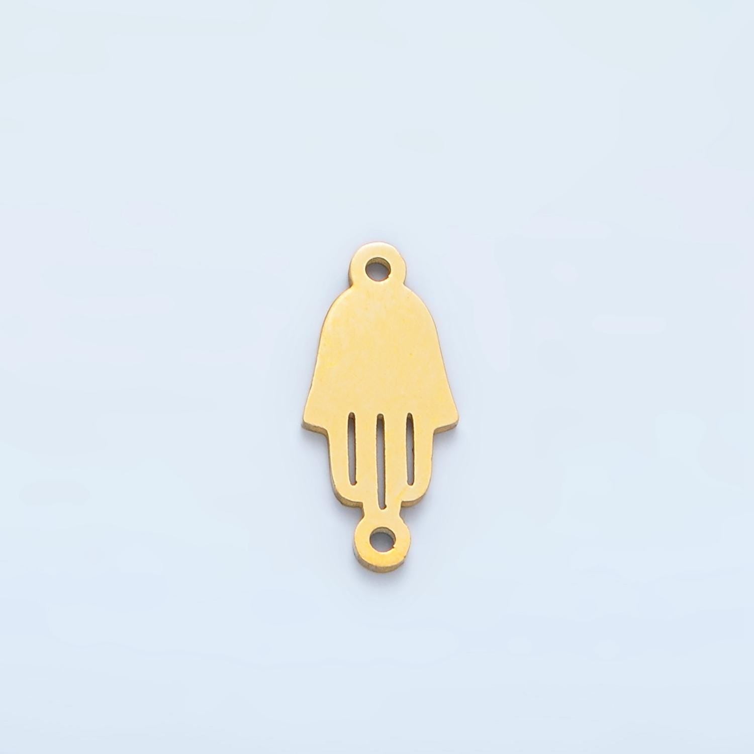 Gold Stainless Steel Hamsa Hand Connector - Dainty Link Connector Hand of Fatimah Charm Connector- for Necklace Bracelet Component F176