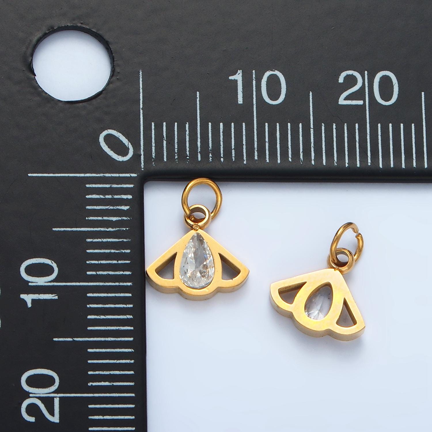 Mini Stainless Steel Gold Tear Drop Clear CZ Charm Wing Pendant Charm for Necklace Bracelet Drop Jewelry Flies Charm | P-702
