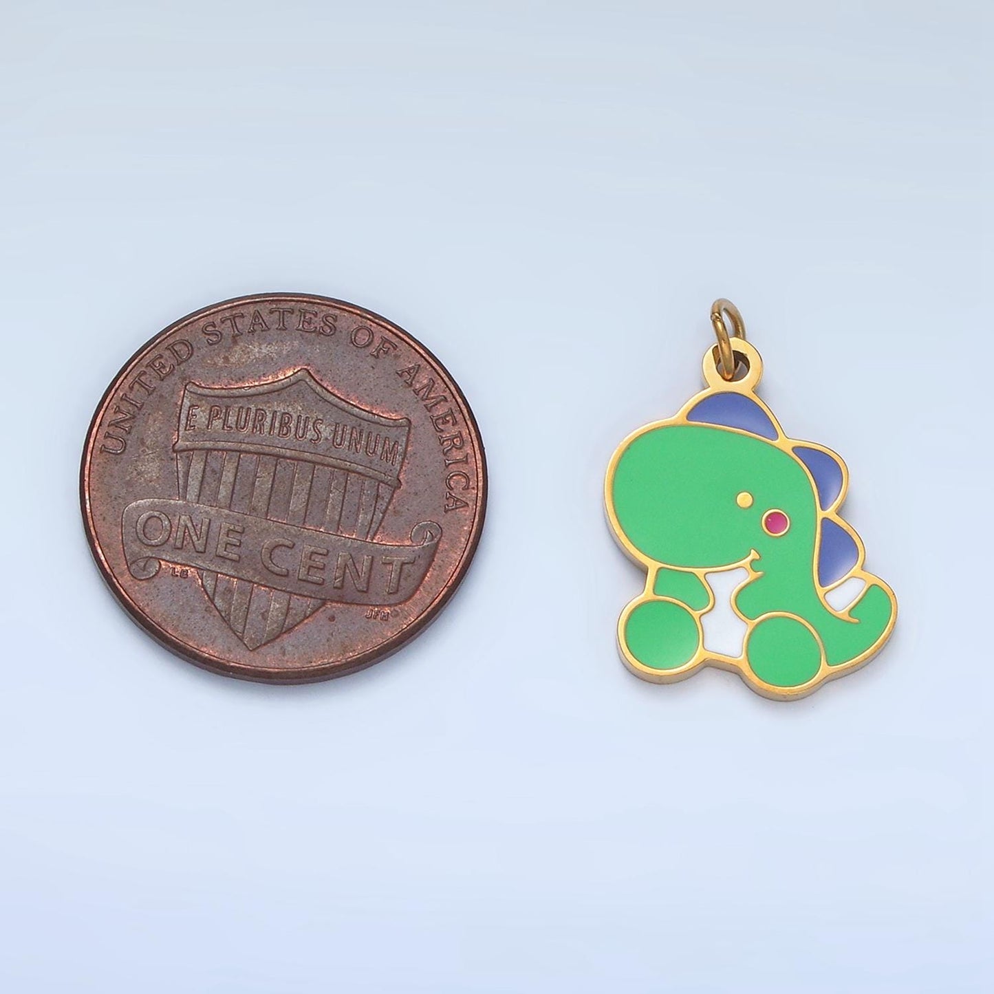 3D Cute Mini Green Tiny Dinosaur Charm Mini Dinosaur Pendants Stainless Steel T-rex Charm for Bracelet Earring Necklace Charm Supply | P693