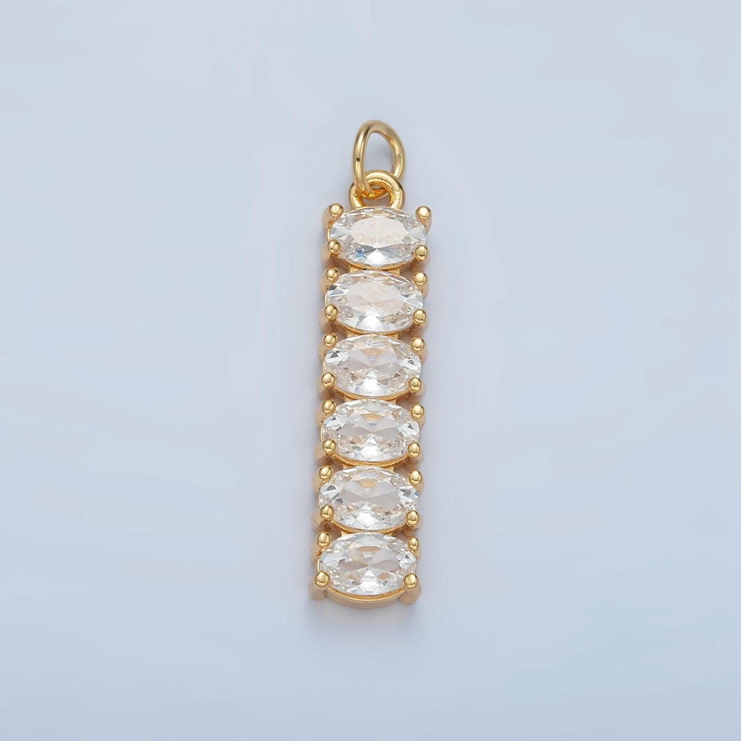 Clear & Multicolor 30mm Oval Linear Gold Filled Charm | M-047 M-046