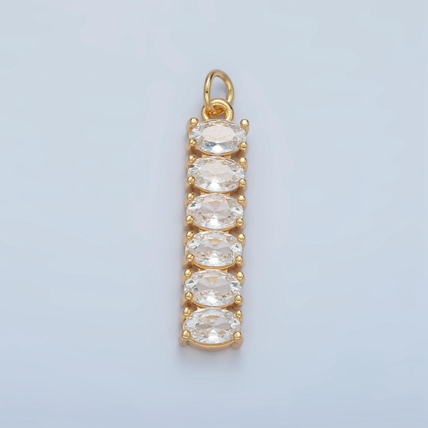Clear & Multicolor 30mm Oval Linear Gold Filled Charm | M-047 M-046