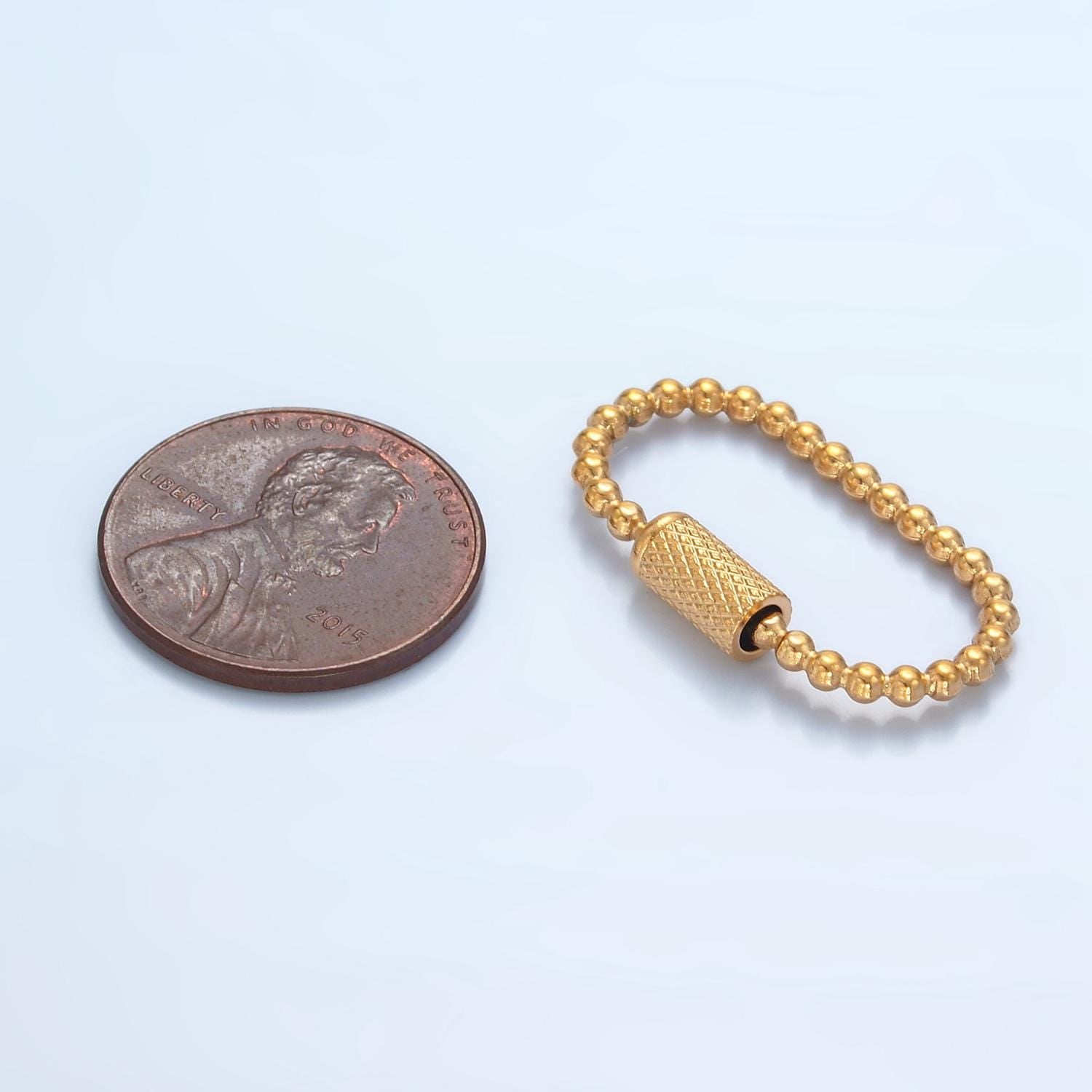 1x Beaded Gold Spring Gate Ring 26 mm Round Ball Screw Lock Charm Holder Clasp for Connector Bracelet Necklace End Clasp Z981