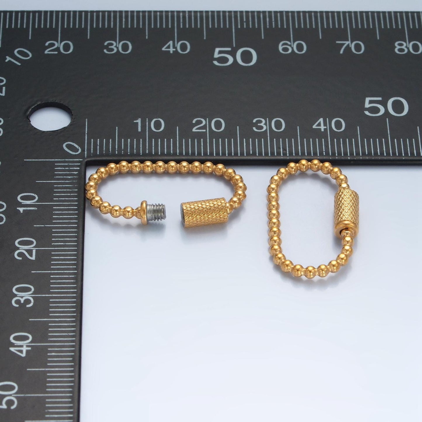 1x Beaded Gold Spring Gate Ring 26 mm Round Ball Screw Lock Charm Holder Clasp for Connector Bracelet Necklace End Clasp Z981