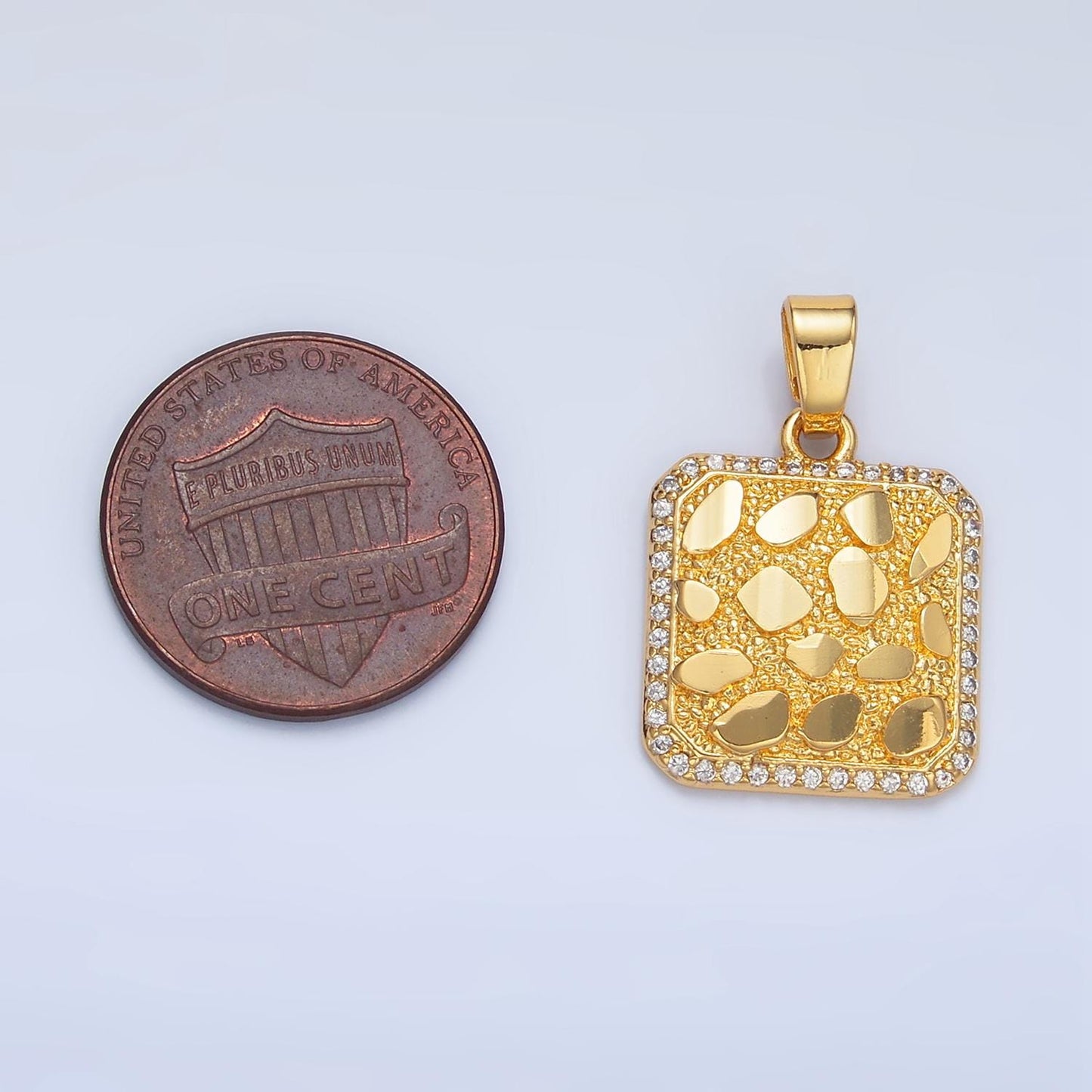 Gold Square Mosaic Tile Charm for Necklace Pendant Medallion Geometric Jewelry Making Supply AA945