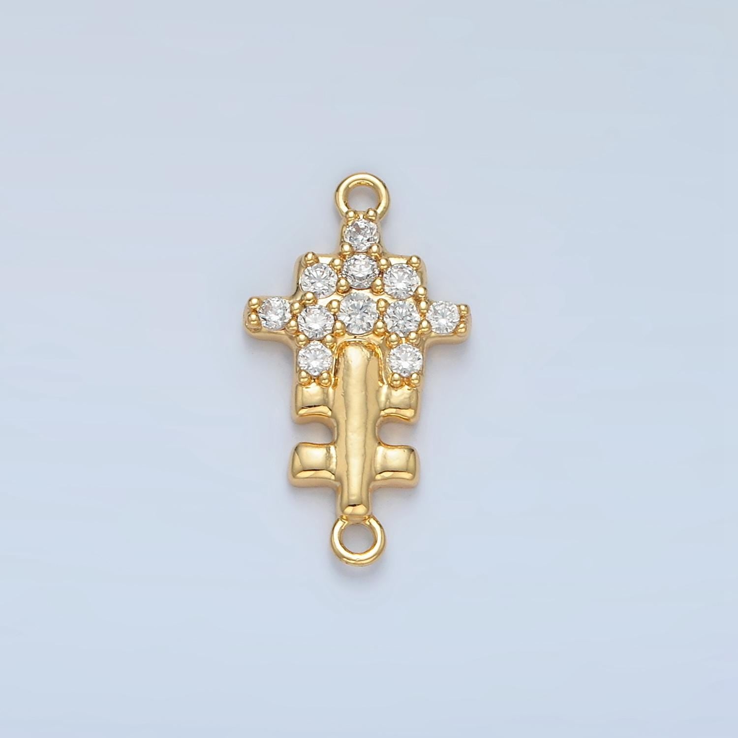 Mini Gold Puzzle CZ Micro Pave Connector, CZ Micro Pave Bracelet Connector, For Bracelet Making Supply Findings F444