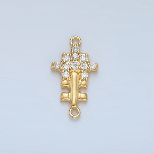 Mini Gold Puzzle CZ Micro Pave Connector, CZ Micro Pave Bracelet Connector, For Bracelet Making Supply Findings F444