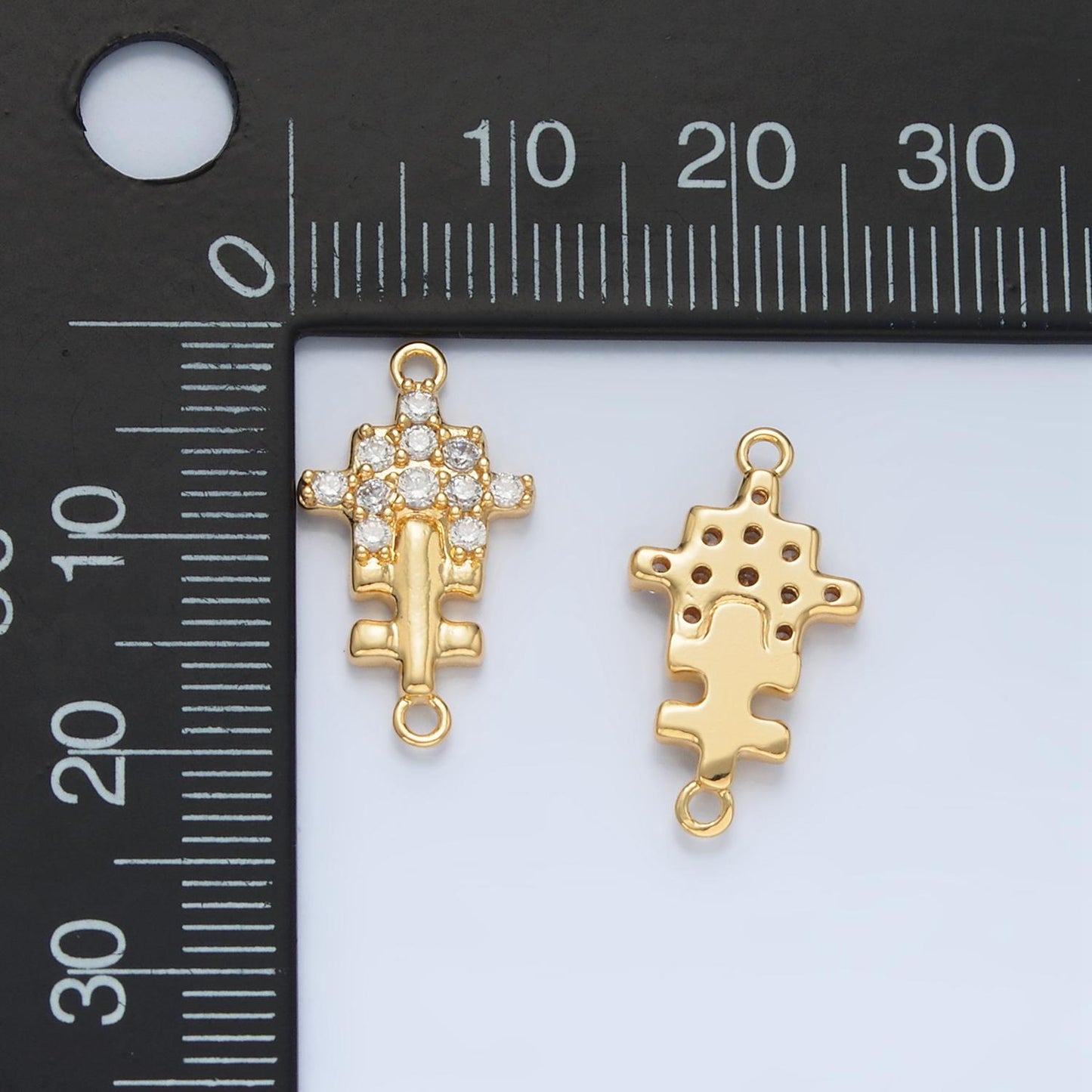 Mini Gold Puzzle CZ Micro Pave Connector, CZ Micro Pave Bracelet Connector, For Bracelet Making Supply Findings F444