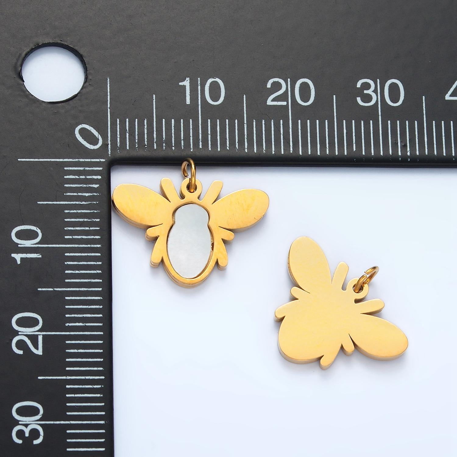 Stainless Steel Pearl Bee Pendant Charm, Insect Bug Pendant Charm Gold Animal Pendant, For DIY Jewelry P-699