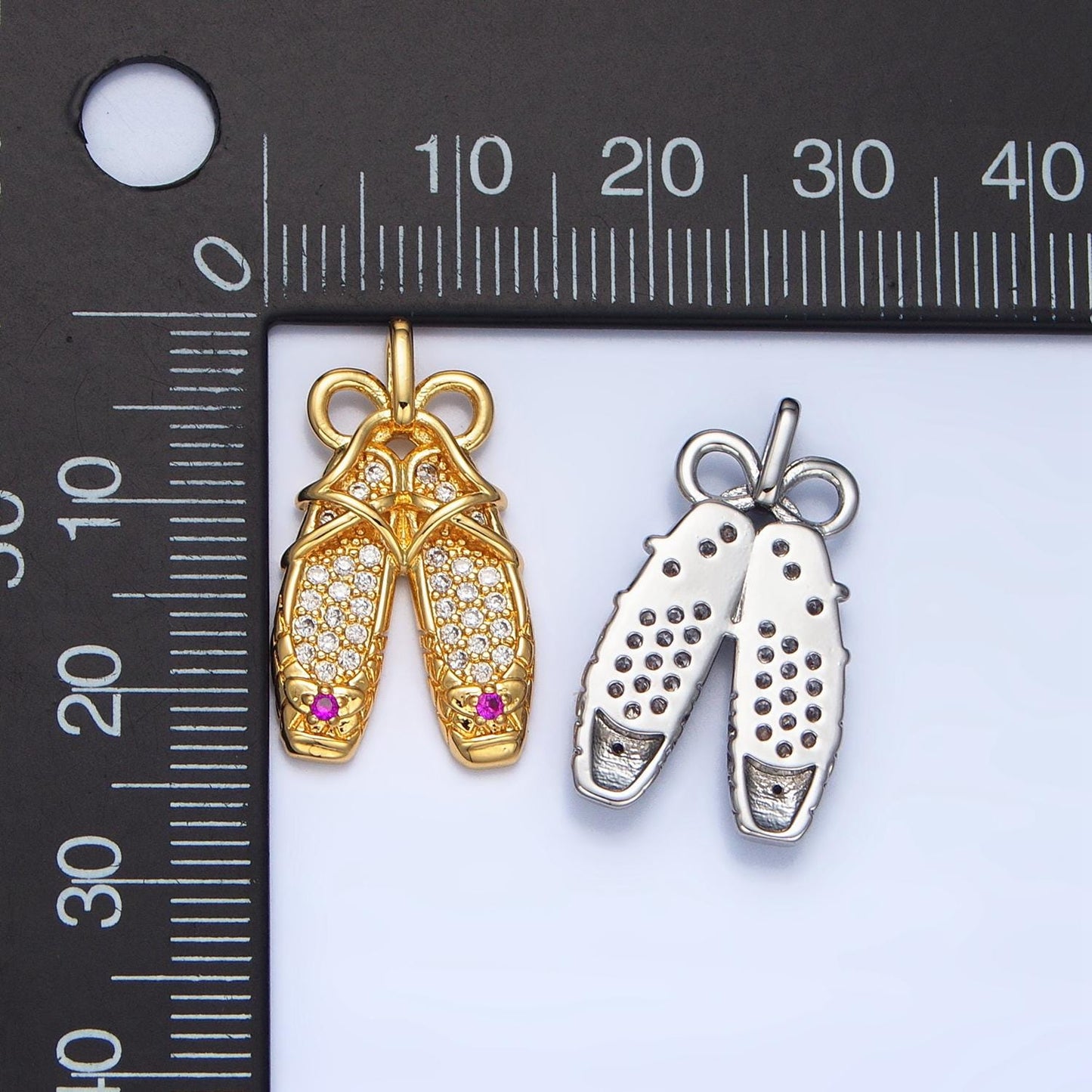 Dainty Ballerina Shoes Dangle Charm Minimalist Jewelry Making Gift for Ballet Girls Pendant AA119