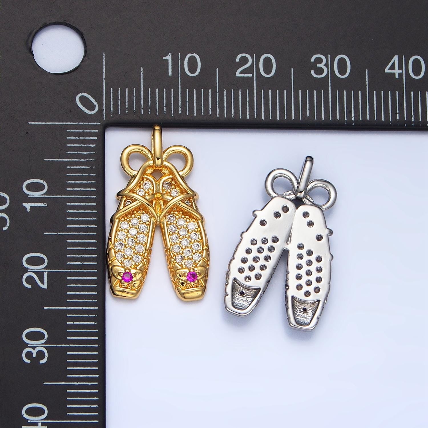 Dainty Ballerina Shoes Dangle Charm Minimalist Jewelry Making Gift for Ballet Girls Pendant AA119