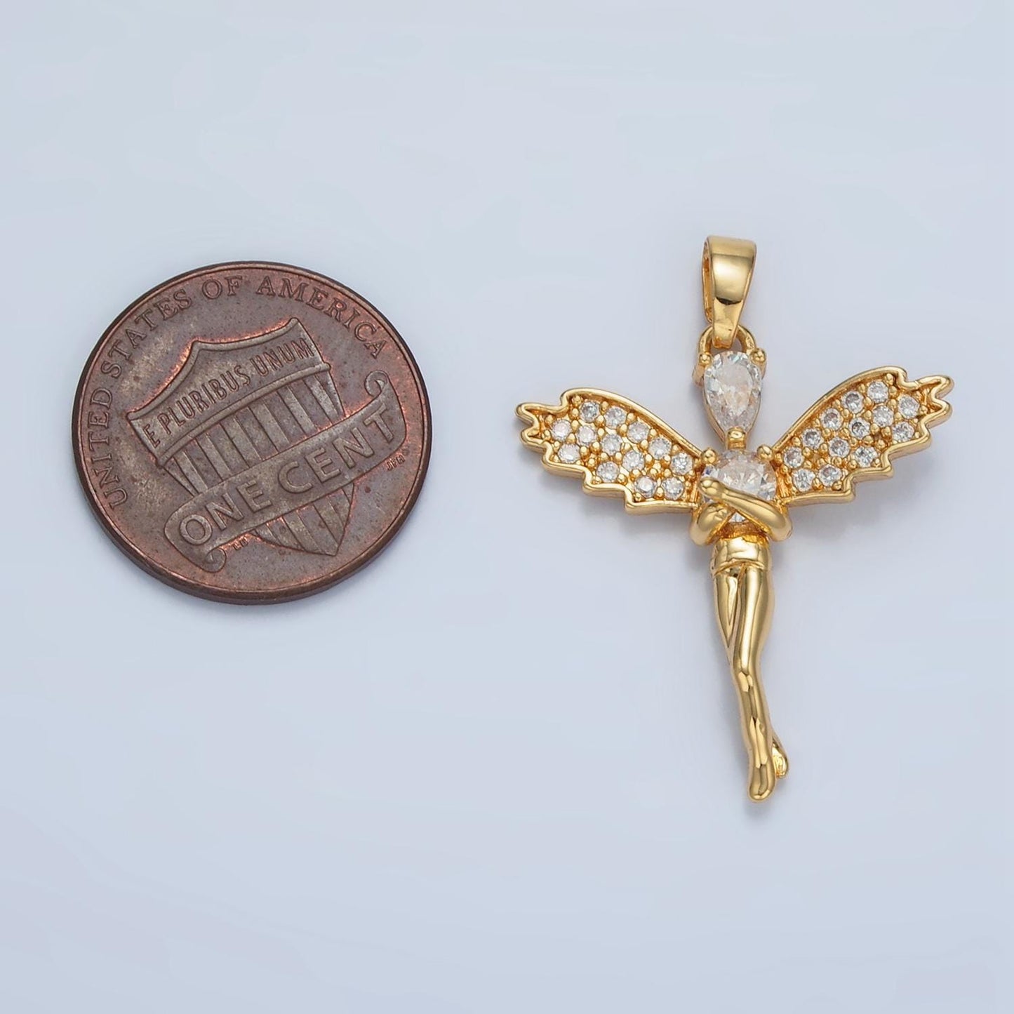 24k Gold Filled Cubic Angel charms Gold Wing Charm Celestial Jewelry Making Supply AA939