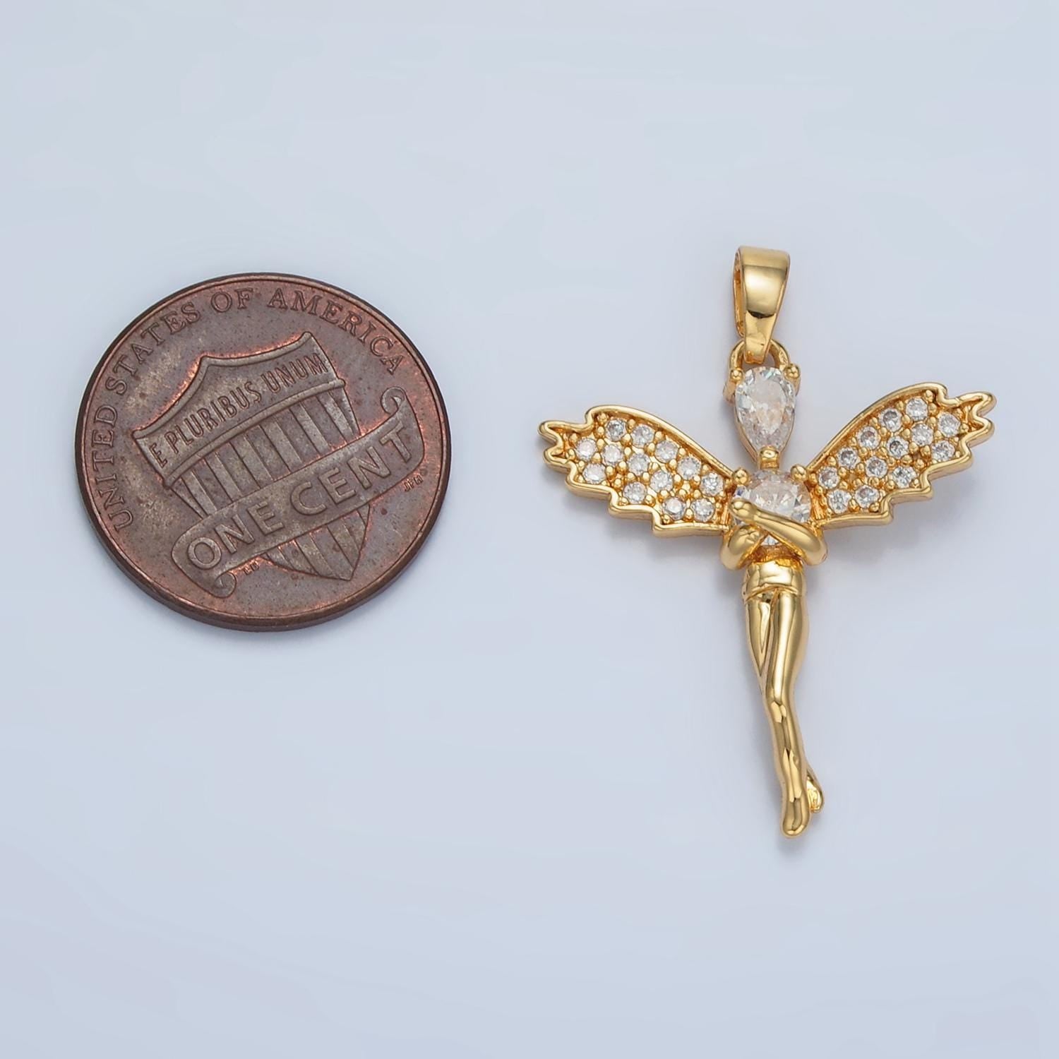 24k Gold Filled Cubic Angel charms Gold Wing Charm Celestial Jewelry Making Supply AA939