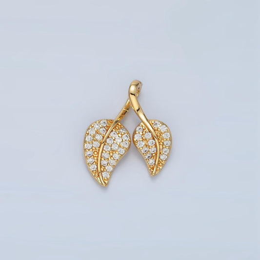 Mini CZ Gold Filled Leaf Charm, Earring, Necklace, Bracelet, Jewelry Pendant Charms AA860